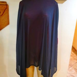 Sexy, Black sheer mesh mixed fabric overlay top.